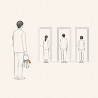 特定の人に業務が依存している様子を表したイラスト