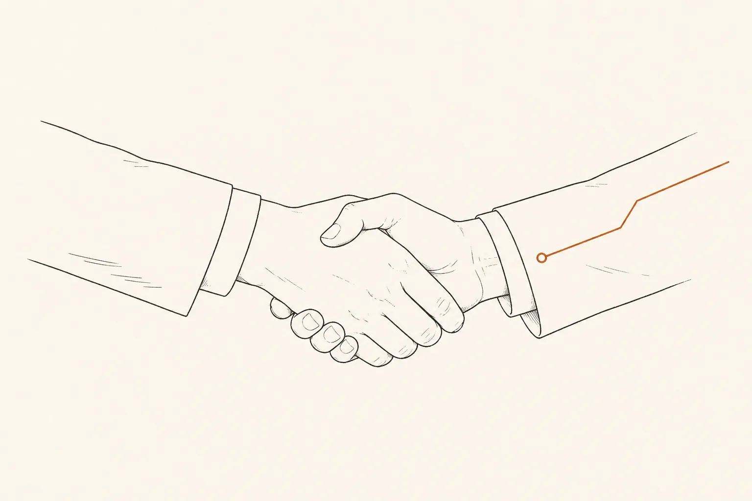 人とAIの握手のイラスト